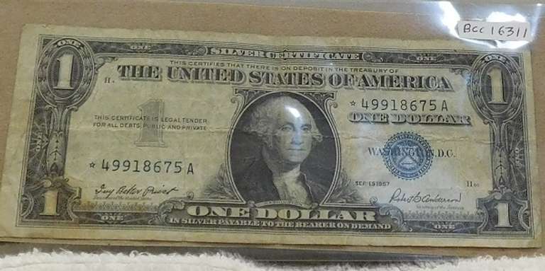 1957 $1 Sil Cert, Star Note, circ