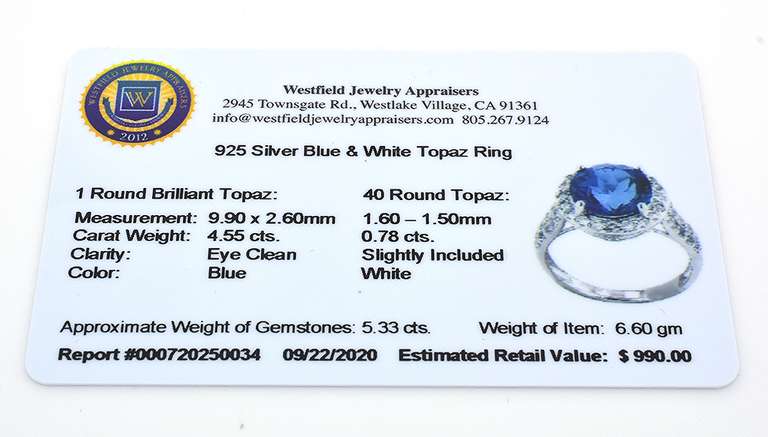 Breathtaking Brilliant Blue & White Topaz Ring in Sterling Silver