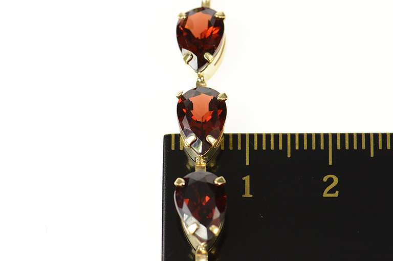 14K Yellow Gold Classic Oval Garnet Simple Statement Bracelet