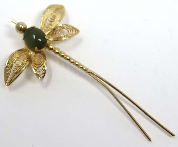 Gold Plated Jade Dragon Fly