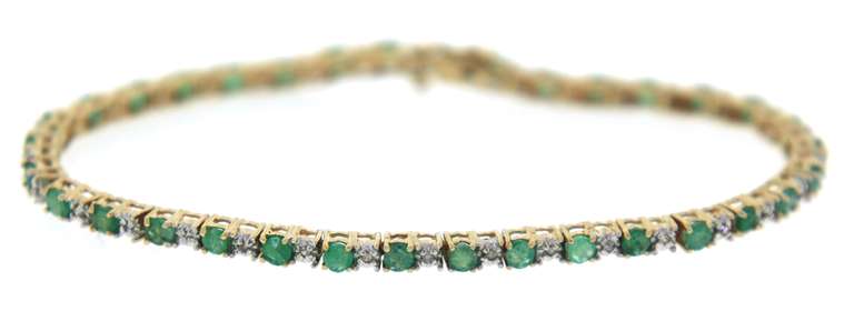 Formal Yellow Gold Emerald and Diamond Bracelet