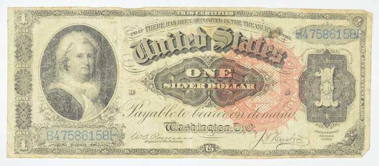 1886 $1 Washington, DC Silver Certificate Large Note Martha Washington