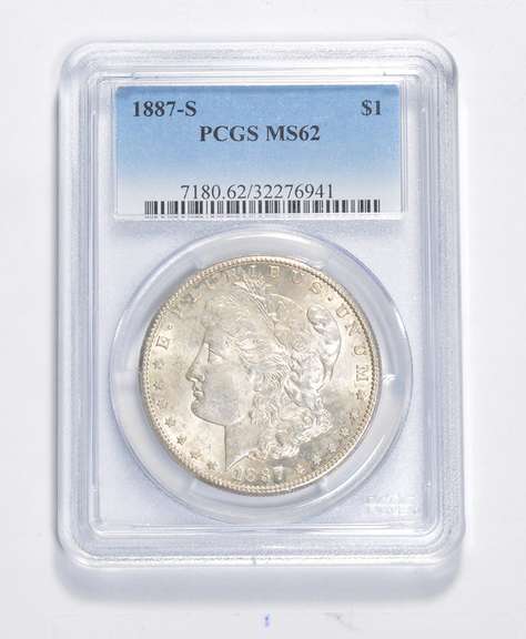 MS62 1887-S Morgan Silver Dollar - Graded PCGS