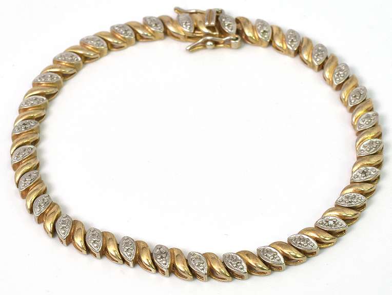 2-Tone Vermeil Bracelet with Diamond Accent