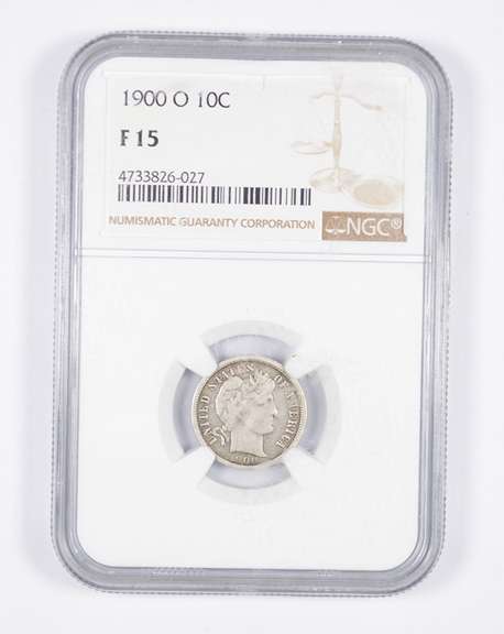 F15 1900-O Barber Dime - Graded NGC