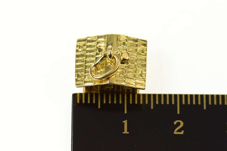 18K Yellow Gold 3D Log Cabin House Home Building Charm/Pendant