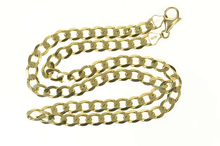 10K Yellow Gold 7.1mm Thick Curb Chain Classic Link Necklace