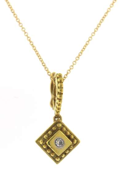 Fantastic 18kt YG Square Etruscan Style Diamond Necklace