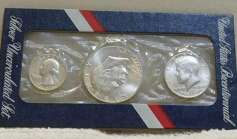 1976 Sil Unc 3 pc BiCentennial 40% Sil