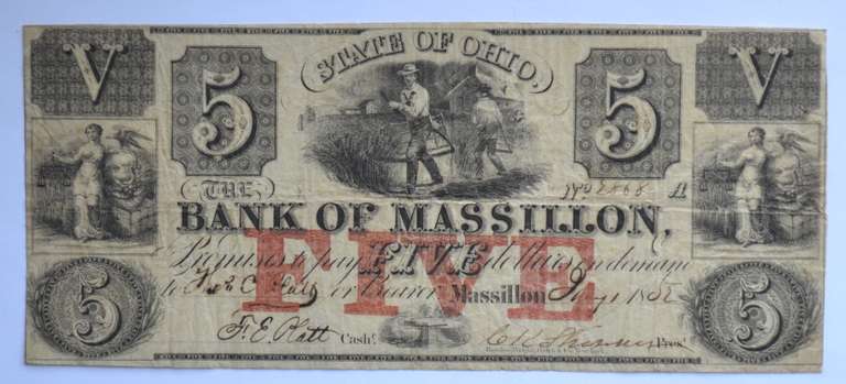 $ 5 Bank Of Massillon Ohio Note