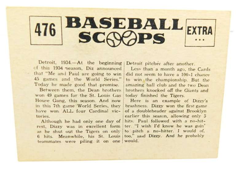 1961 Baseball Scoops Dizz & Daffy Dean Baseball Card