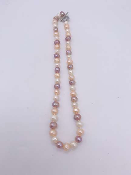 Rare Multi Color Pink, Purple, & White Luster Pearl Necklace-18 inches