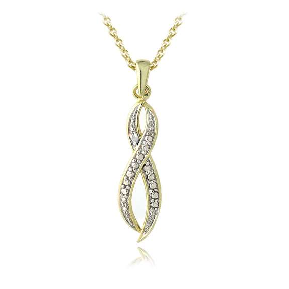 18K Gold over Sterling Silver Diamond Accent Infinity Pendant Necklace