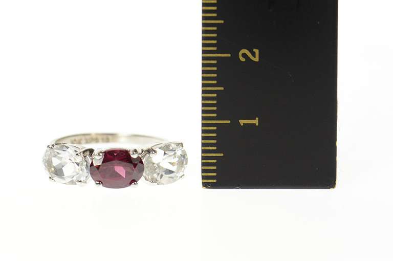 10K White Gold Three Stone Purple Tourmaline Cubic Zirconia Ring
