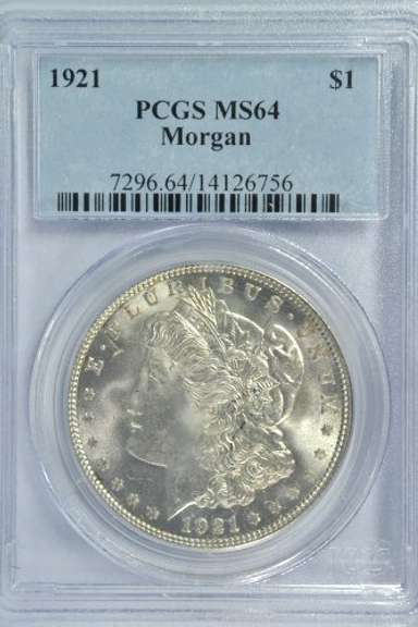 Blazing near Gem BU 1921 Morgan Silver Dollar PCGS MS64