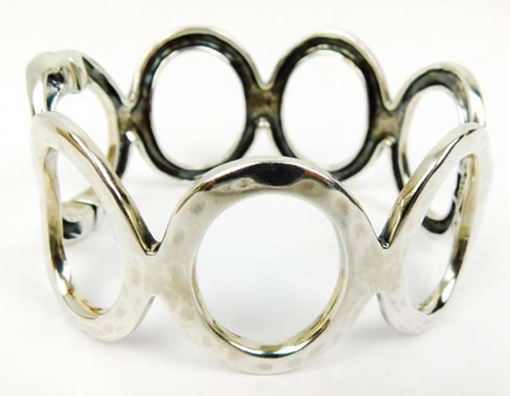 G&H Hammered Sterling Wide Bangle Bracelet