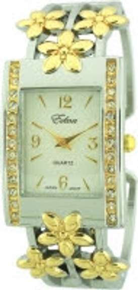 Ladies Floral Cuff Watch with 18kt Gold Plated