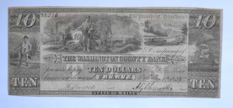 $10 Washington County Calams Maine Note