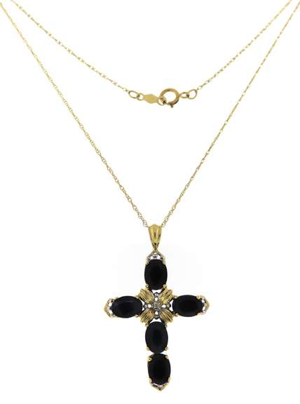Very Elegant Sapphire & Diamond Cross Necklace