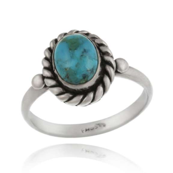 Sterling Silver Turquoise Vintage Solitaire Ring