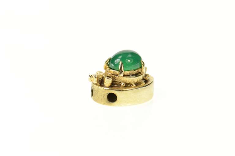14K Yellow Gold Victorian Green Agate Slide Bracelet Charm/Pendant