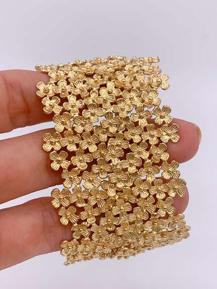 Gorgeous Sterling Silver & 22kt Gold Plated Bangle Cuff Designer Bracelet