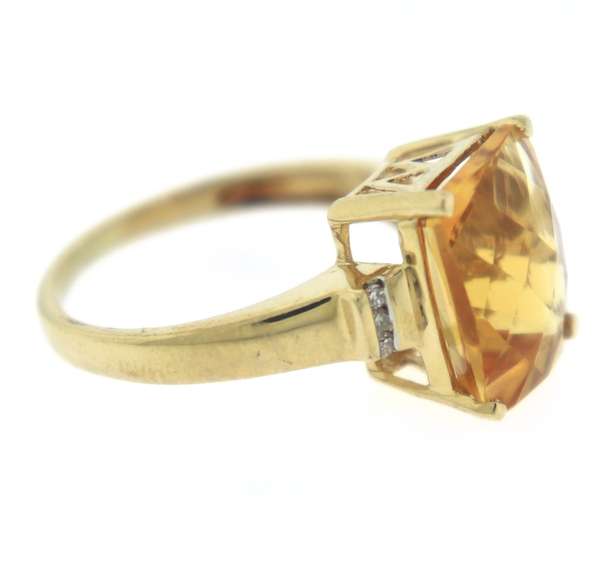 Elegant 14kt YG European Cut Citrine and Diamond Ring