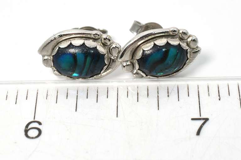 Sterling Silver Cabochon Earrings