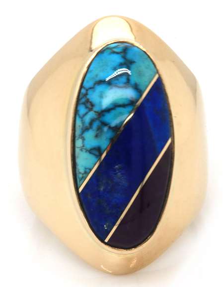 Handsome 14kt YG Gents' Inlay Signet Ring