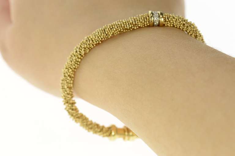 14K Yellow Gold 5.3mm Michael Dawkins Beaded Diamond Chain Bracelet