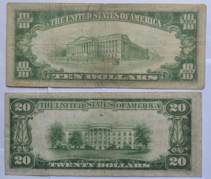 $ 10 & $ 20 Series 1929 National Currency Notes