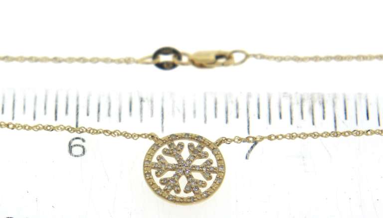Charming Diamond Snow Flake Pendant on Chain