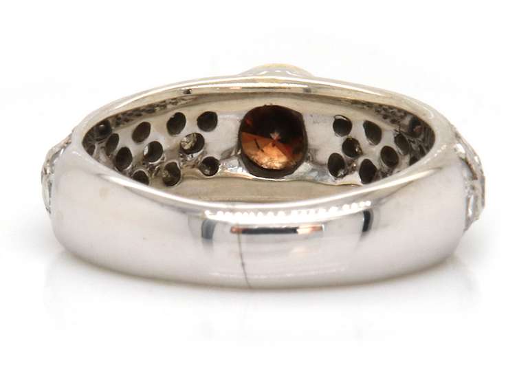 Beautiful White Gold Orange Diamond and Single Cut Diamond Ring