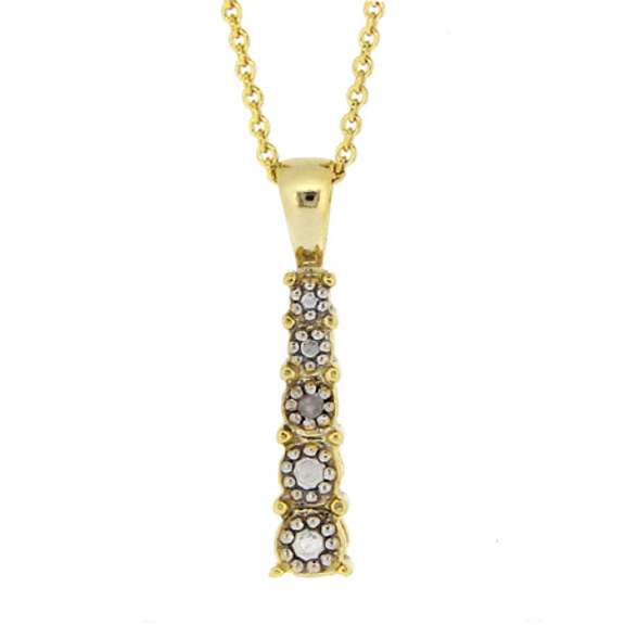 18k Gold Over Silver Graduating Diamond Accent Journey Pendant