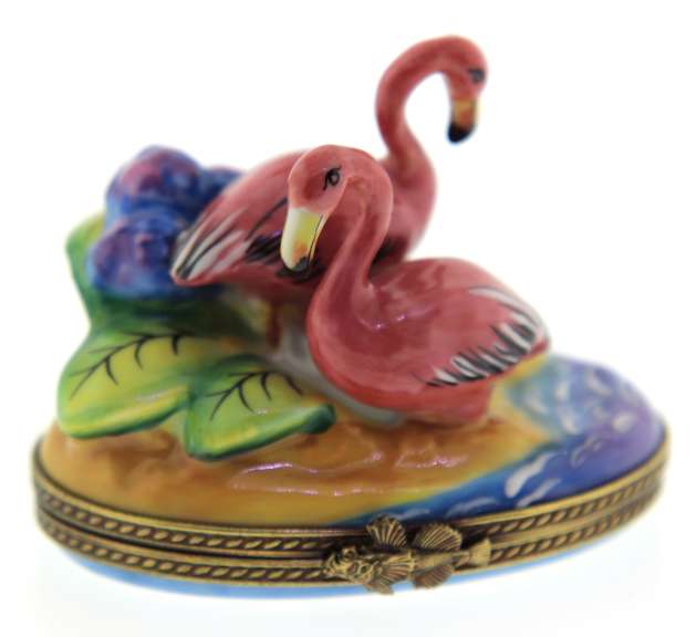 Rochard Hand Painted Flamingo Trinket Box