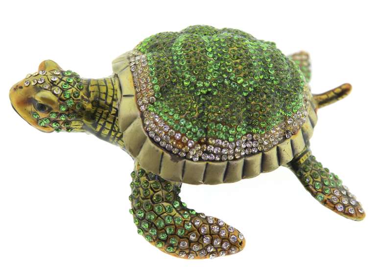 Turtle Rhinestone Trinket Box