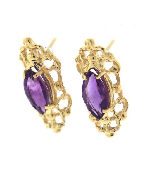 Stunning Yellow Gold Amethyst Earrings
