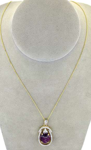 Stately Massive 12.00CTS Star Ruby & Sapphire Necklace In Vermeil