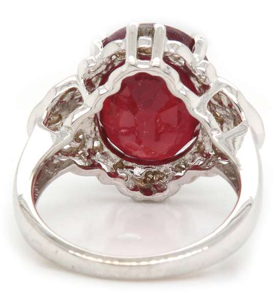 Romantic 14kt WG Leaf Treated Ruby with Diamond Ring