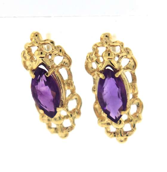 Stunning Yellow Gold Amethyst Earrings