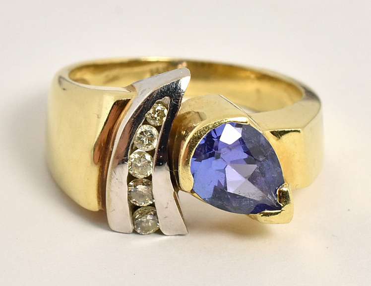 Modern Pear Shaped Tanzanite Ring