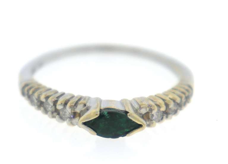 Cute Marquise Emerald and Diamond Ring