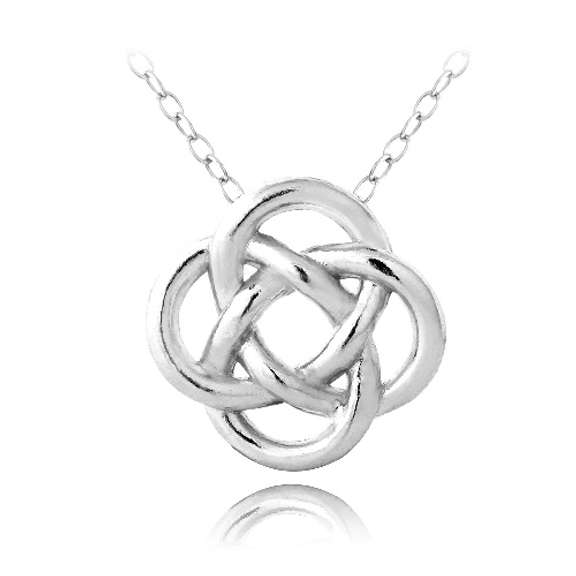 Sterling Silver Love Knot Flower Necklace