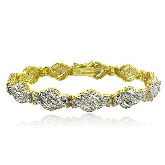 Gold Tone 1/4 Ct Diamond Twist Bracelet