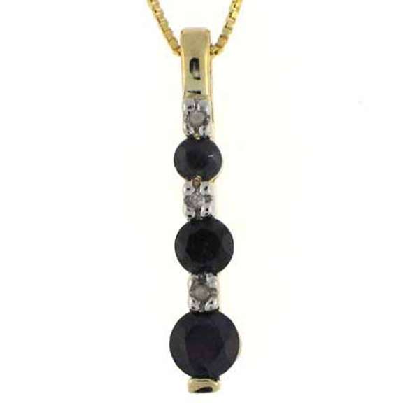 18K Gold over Sterling Silver Sapphire Diamond Accent Past Present Future Drop Necklace