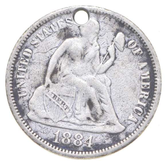 1884 Seated Liberty Dime - Love Token 'M'