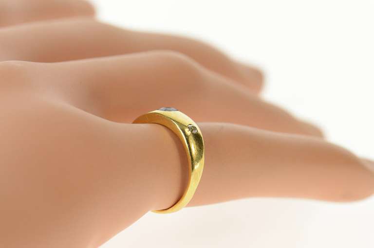 18K Yellow Gold Georgian Sapphire Rose Cut Diamond Band Ring