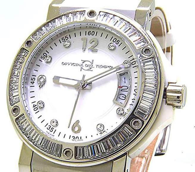 Ladies Officina Del Tempo White Gemstone Accent Watch