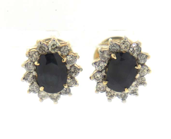 Pleasing Oval Sapphire and Diamond Halo Earrings