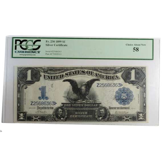 1899 Black Eagle Silver Certificate PCGS AU 58